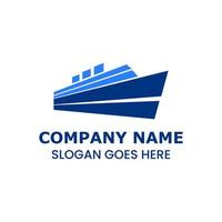 shipping logo template with the shape of a ship composed of four blue sideways vector