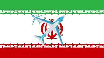 Flag of Iran and aircraft. Animation of planes flying over the flag of Iran. video