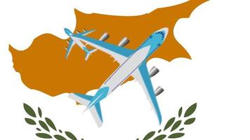 drapeau chypriote et avion. animation d'avions survolant le drapeau de chypre. video