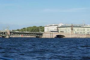 Saint Petersburg bridge, Trinity Bridge or Troitsky bridge over the Neva river, view from water photo