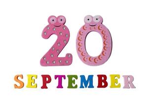 September 20, on a white background, the letters and numbers. photo