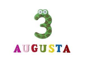 August 3rd. Image of August 3, close-up of numbers and letters on white background. photo