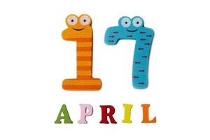 April 17 on a white background of numbers and letters. photo