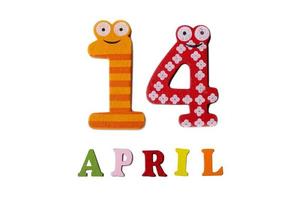 April 14 on a white background of numbers and letters. photo