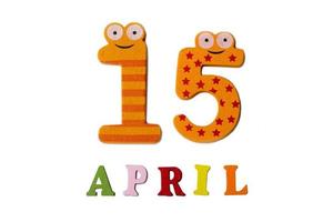 April 15 on a white background of numbers and letters. photo