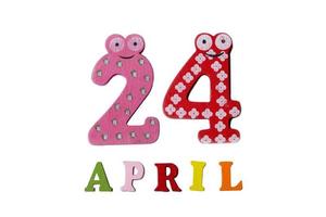 April 24 on a white background of numbers and letters. photo