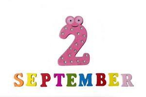 September 3, on a white background, the letters and numbers. photo
