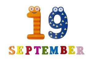 September 19 on a white background, the letters and numbers. photo