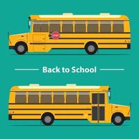 the school bus. flat design style. learning time with friends. vector illustration eps10
