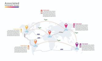 associated company factory world map mark point infographic design vector illustration eps10