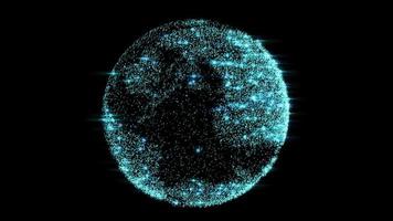 Partikeleffekt mit rotierendem Animationszukunftstechnologie-Geschäftskonzept des Planetenerde in 4k
