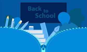 back to school education concept. open the big bag to study time. learning and enjoy them. vector illustration eps10