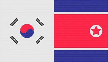 concepto de guerra comercial. fondo de bandera de corea del norte y del sur. ilustración vectorial eps10 vector