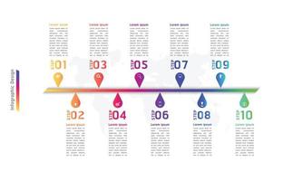 Punto de marca de línea de tiempo diseño infográfico 10 pasos ilustración vectorial EPS10 vector