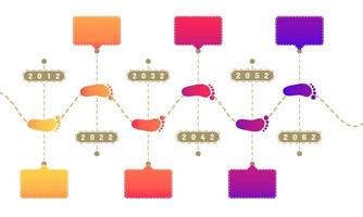 footprint way roadmap timeline elements with markpoint graph think search gear target icons. vector illustration eps10