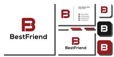 best friend capital initial letter mark symbol monogram uppercase lowercase with business card template vector