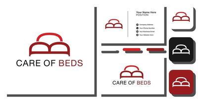 care of beds capital initial letter mark symbol monogram beds combination with business card template vector