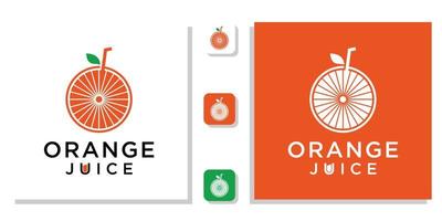 orange juice symbol fruits drink water nutrition straw sour fresh with app template vector