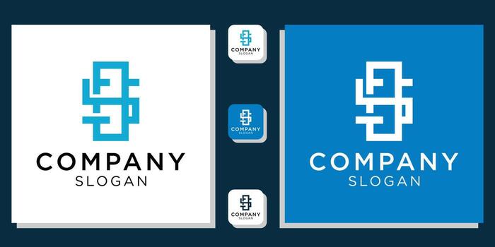 symbol monogram shape letters illustration art simple modern line icon with app template vector