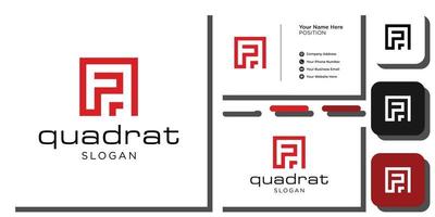 quadrat symbol abstract number red square degree initials with business card template vector