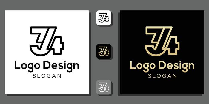 logo design number three four years calculator numeric coding mathematics percent technology concept with app template vector