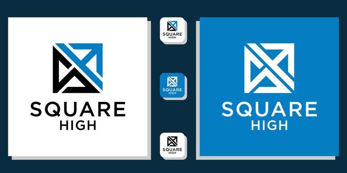 symbol monogram shape letters illustration art simple modern line icon with app template vector