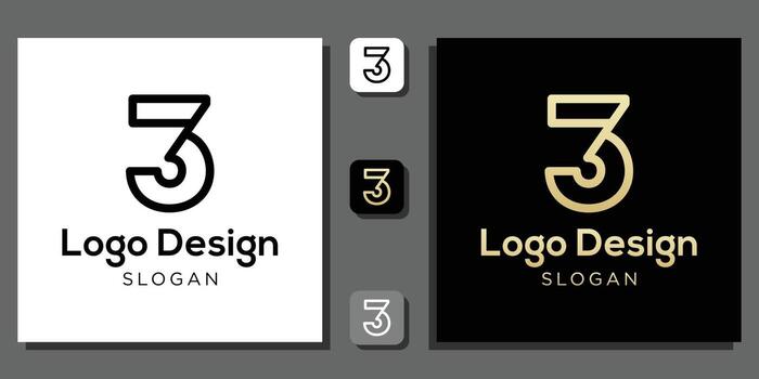 logo design number three years calculator numeric coding mathematics percent technology concept with app template vector