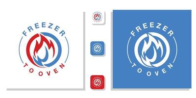 freezer to oven symbol shape fire red blue fiery flaming hot cold with app template vector