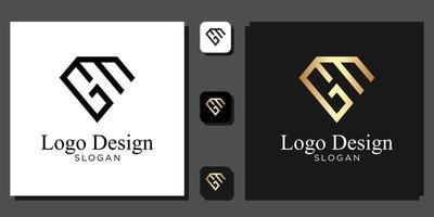 combinación de símbolo de diseño de logotipo letras de piedra de diamante forma de oro negro mayúscula con plantilla de aplicación vector