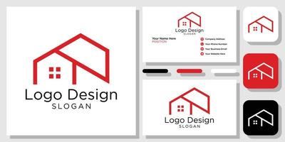 logo design home architecture sale loan rent agent property residential with business card template vector