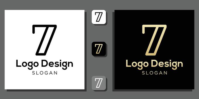logo design number seven years calculator numeric coding mathematics percent technology concept with app template vector