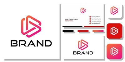 symbol monogram shape letters illustration art simple modern line icon with business card template vector