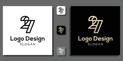 logo design number two seven years calculator numeric coding mathematics percent technology concept with app template vector