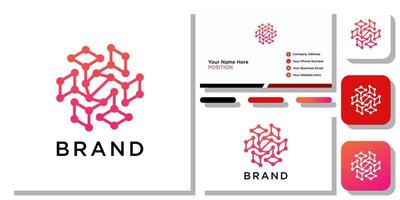 symbol monogram shape letters illustration art simple modern line icon with business card template vector