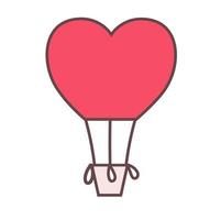 Heart-shaped hot air balloon. Valentines day icon. Vector illustration