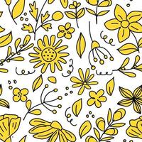 Seamless pattern of flowers isolated on white. Vector illustration