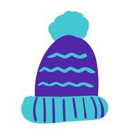 Gorro de punto con ornamento aislado sobre fondo blanco. vector