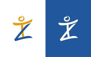 initials letter Z and T forming a human. unique logotype. vector