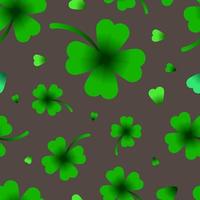 Four leaf shamrock symbol of Irish beer festival St. Patrick's day vector seamless pattern. Lucky clover background. Abstract texture  for wrapping, wallpaper, textile,  leaflet. Vegetal backdrop.