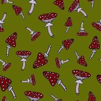 Happy Halloween vector seamless pattern. Amanita background. Holiday colorful texture  for wrapping, wallpaper, textile, scrapbooking. Hand drawn vector illustration in doodle style