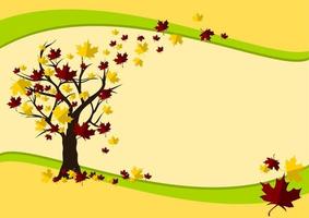 Editable Autumn Vector Illustration with Windy and Fallen Leaves for Text Background