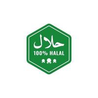 Halal Food Icon Logo Stamp Vector, Halal Certificate Tag Sign for Food and Drink Product Sticker vector