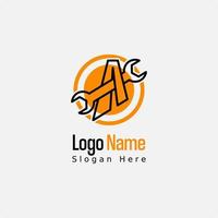 Letter A Logo Design Concept With Wrench Icon for Repair Logo Symbol vector
