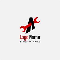 Initial Letter A Logo Vector Design With Combine of Spanner Wrench Icon Illustration