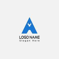 Letter A Logo Design With Wrench Icon Negative Space vector