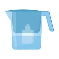 tarro de filtro de agua, equipo de cocina para agua limpia en color azul aislado sobre fondo blanco. tecnología para el cuidado de la salud en estilo plano, dibujo detallado. ilustración vectorial vector