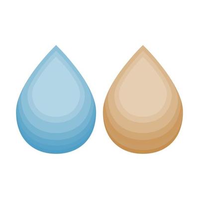 Clean and dirty water drop isolated on white background. Filtration system concept. Health care. Vector illustration