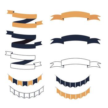 Set of ribbons and labels isolated on white background stock vector illustration. Empty design elements, objects in one style. Vector illustration