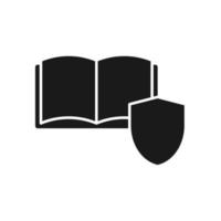 símbolo de libro abierto con signo de protección. vector
