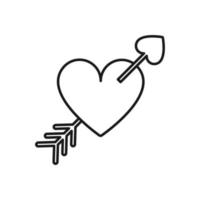 Heart with arrow icon. Valentines day vector line icon